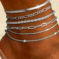 thumbnail image 2 of New 6-piece Anklet Personality Chain Like Flat Snake, 2 of 2
