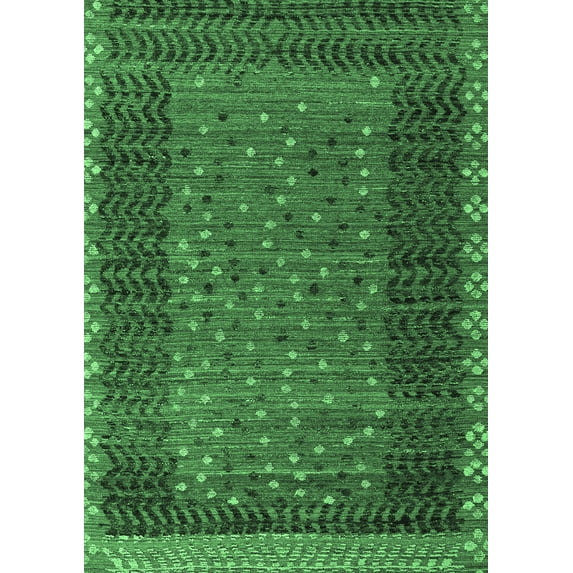 Ahgly Company Indoor Rectangle Abstract Emerald Green Modern Area Rugs, 2' x 5'