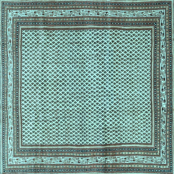 Ahgly Company Indoor Square Persian Light Blue Traditional Area Rugs, 8' Square