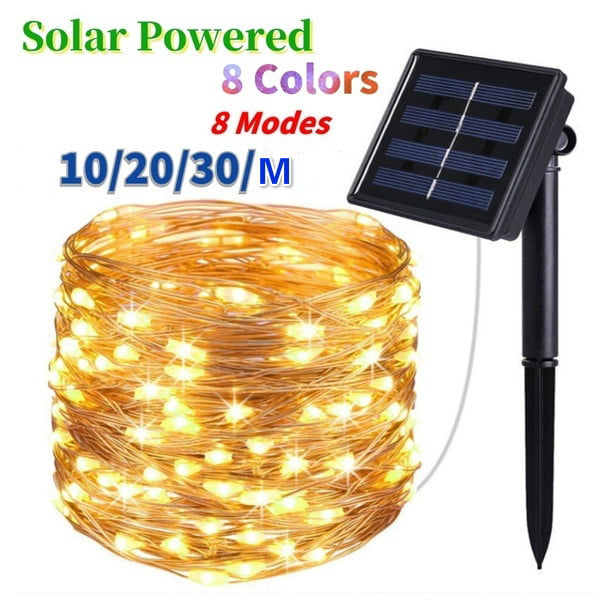 Solar LED Light Wire String Strip Rope Car Dance Party Controller 100 LED 8 mode 
