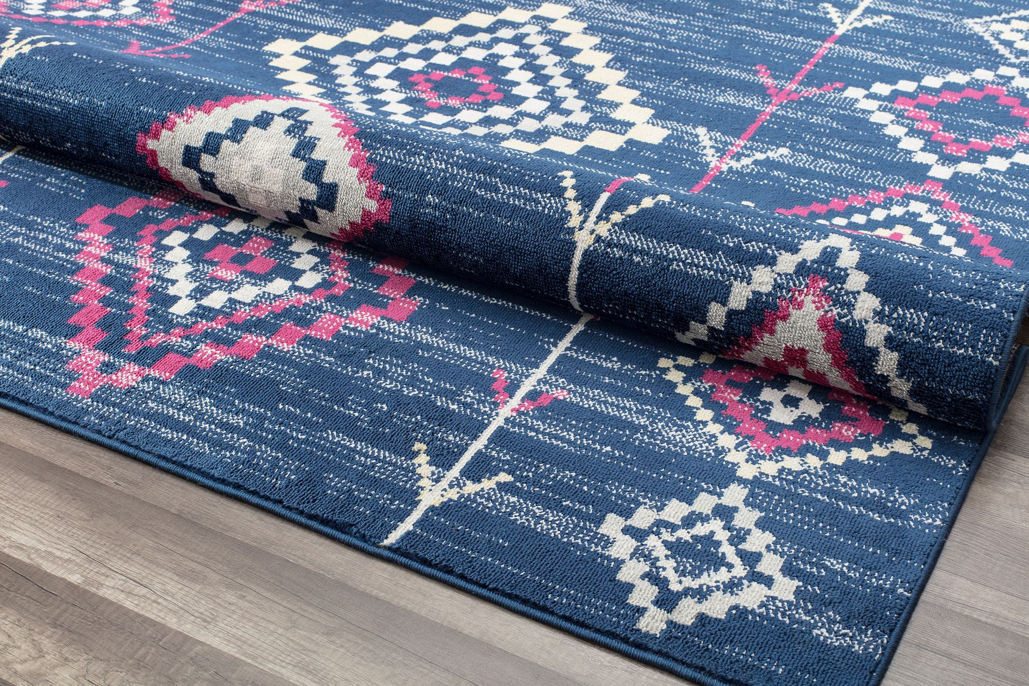 Soleil BR15H Native Navy Tribal Moroccan blue Area Rug, 2'x4'