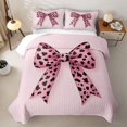 thumbnail image 2 of Erosebridal Polkadots Bowknot Girls Quilt King, Pink Princess Style King Coverlet Set, 3 Pieces, 2 of 7