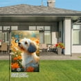 thumbnail image 3 of AMHNF Adorable Dog with Flowers Linen Garden Flag for Spring Summer Home Outdoor Garden Yard Door Decor 12x18 inch, 3 of 5