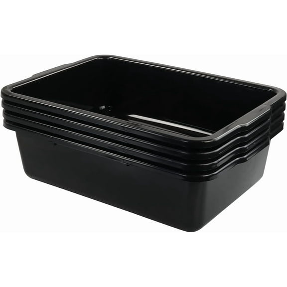 Cand 4 Pack 32 L  Bus Tubs, Large Rectangle Dish Tub, Restaurant Bus Pans, Black