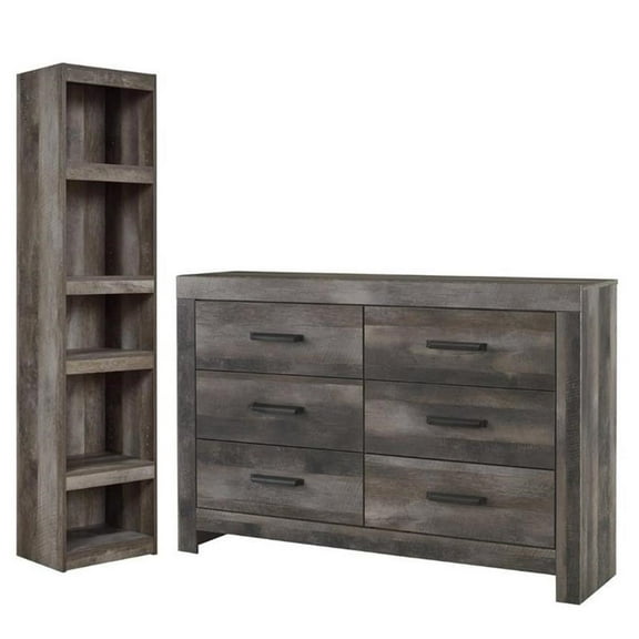 Home Square 2-Piece Set with Engineered Wood Pier & 6 Drawer Double Dresser