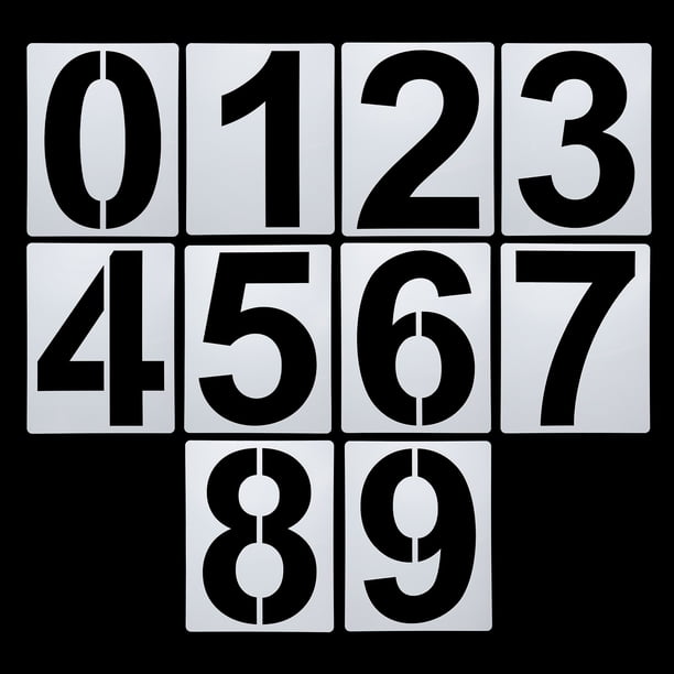 Juego de Stencils de Números de 8 Pulgadas Uxcell, Plantillas de Números de Dirección de Plástico Reutilizables, Plantillas de Pintura Digital, Estilo A
