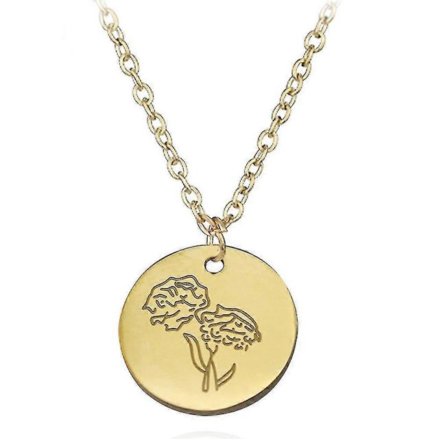 Collar de moneda redonda, flores talladas en acero de titanio, pequeños regalos con colgante--style2-Código de producto 36585 style2