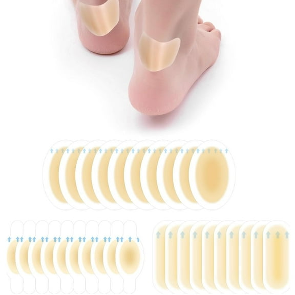 Topboutique Blister Pads,24 Pcs Gel Blister Hydrocolloid Bandages,Hydrocolloid Gel Blister Cushions,Waterproof Self Adhesive Blister Prevention Blister Bandages for Heels/Toe/Foot