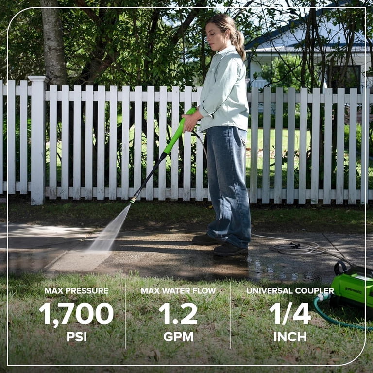 Greenworks, Pressure Washer, 1700 PSI, 1.2 GPM, Electric - Walmart.com