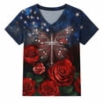 thumbnail image 4 of XAOFW Girl's T-Shirts Short Sleeve V Neck Graphic Printed Kids Casual 250Th Anniversary T Shirts Leisure Wear Loose Fit Tee Shirts Holiday Party Soft Comfortable Children Top, 4 of 4