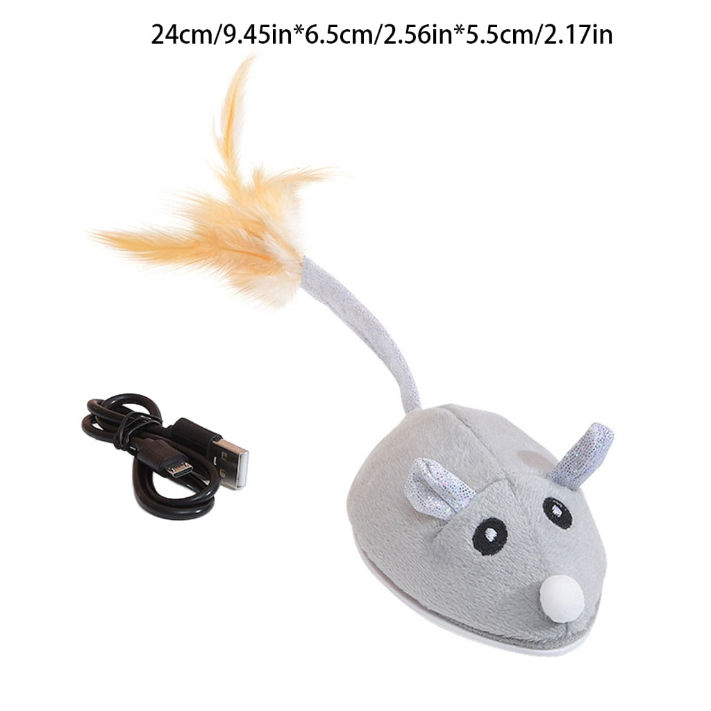 Cats Interactive Mice Toy USB Soft Flocking Mouse Kitten Catch Training for Indoor Cats Flexible for Play To