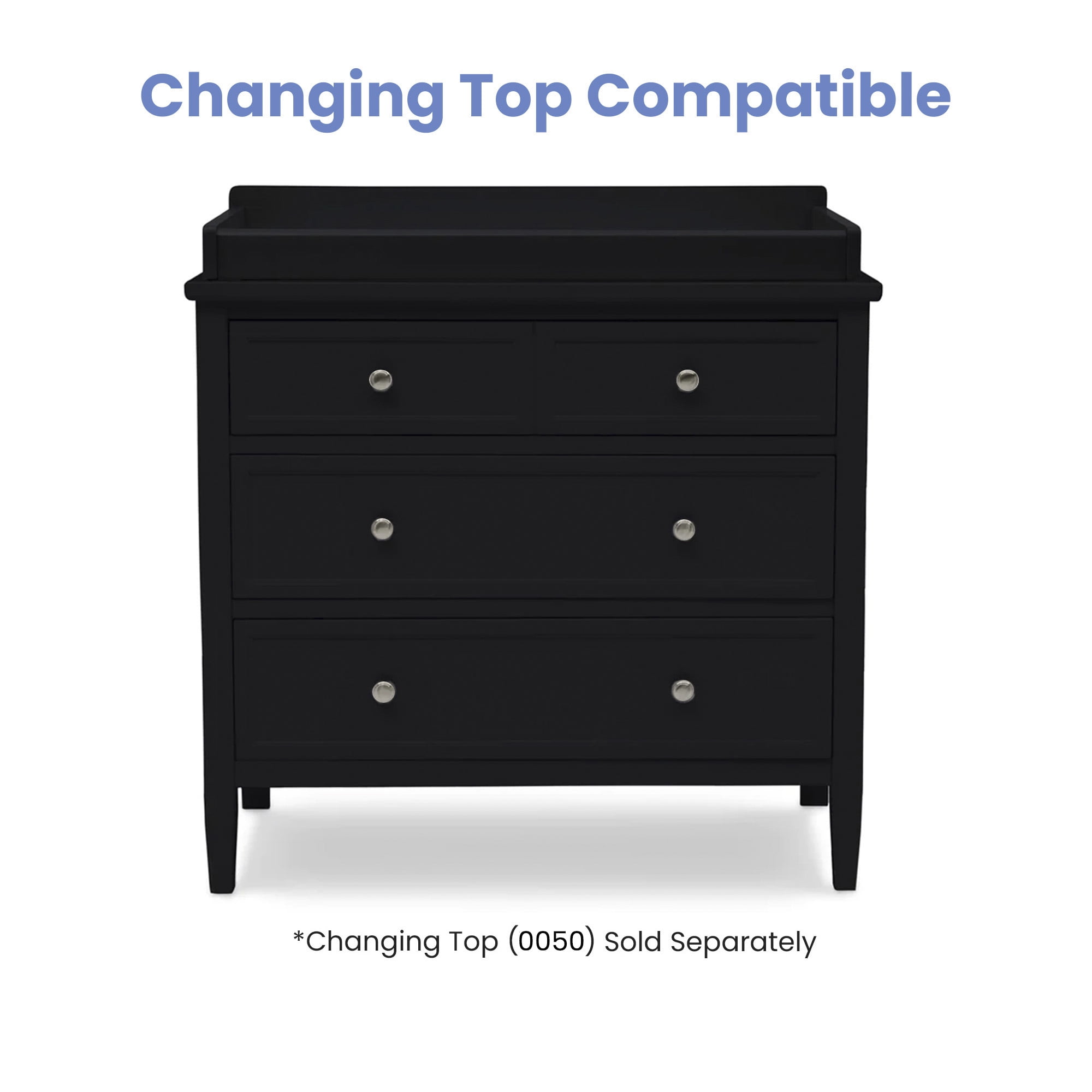 Delta Children Epic 3 Drawer Dresser with Interlocking Drawers, Black Ebony