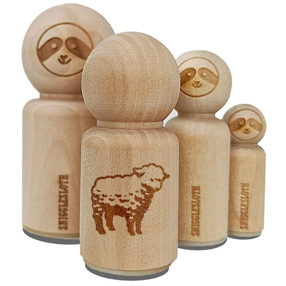 Realistic Fluffy Lamb Sheep Standing Rubber Stamp for Scrapbooking Crafting Stamping - Mini 1/2 Inch