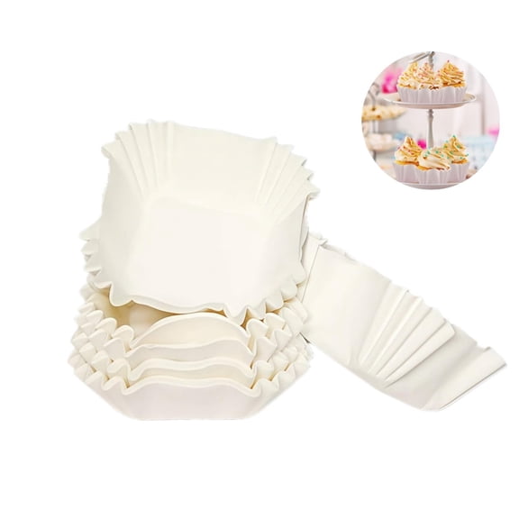 Small Square Cupcake Liner Holders,Mini White Cupcake Liners 100pcs Disposable Greaseproof Baking Supplies for Muffins Brownies and Desserts