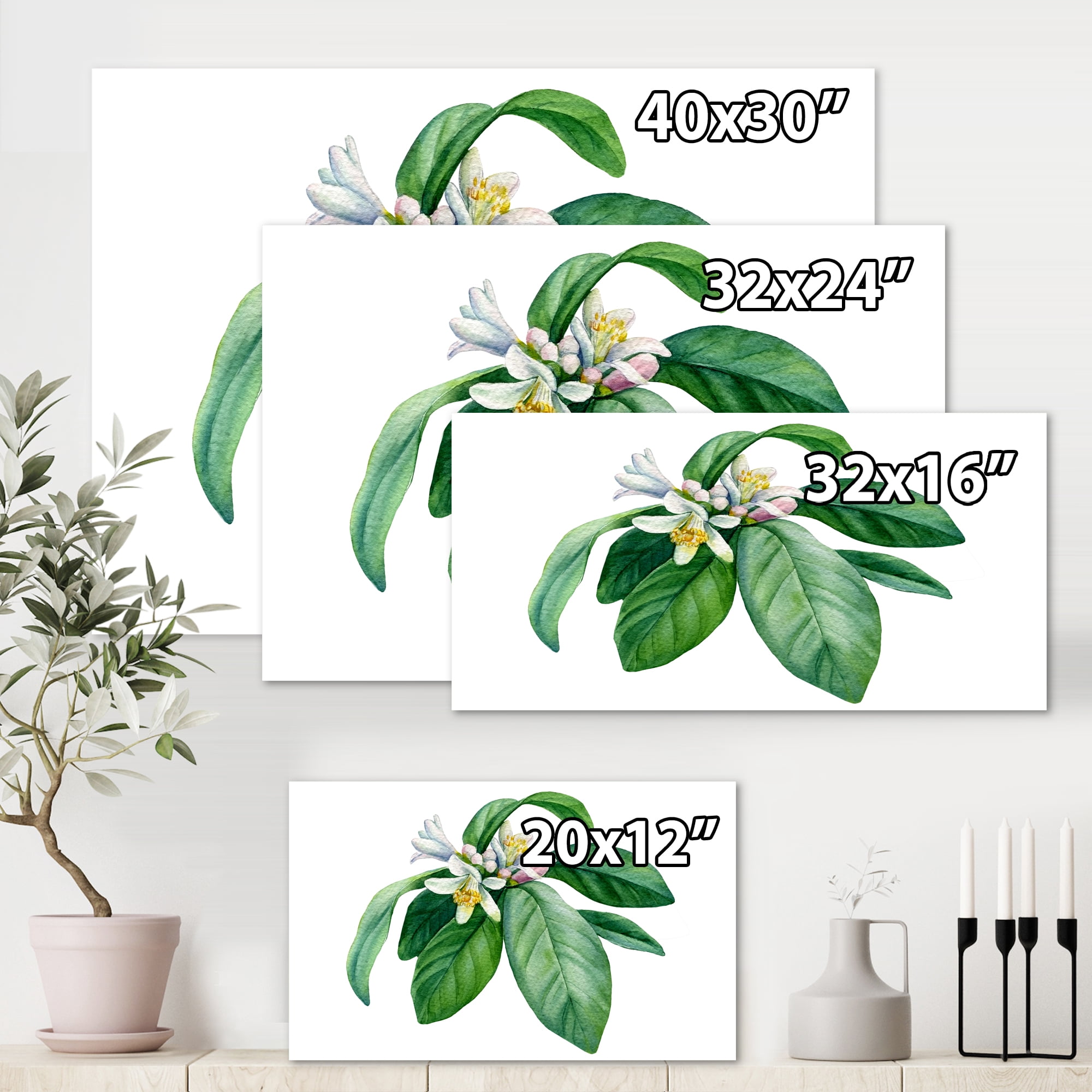 Designart ' Flowering Mandarin With Branch ' Traditional Canvas Wall Art Print