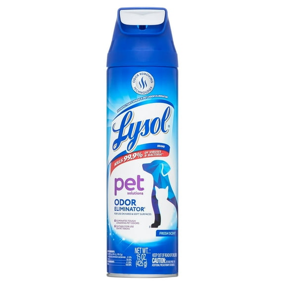 Lysol Pet Odor Eliminator Spray, Sanitizing and Disinfecting Spray for Pet Odors, 15oz (2 Pack)