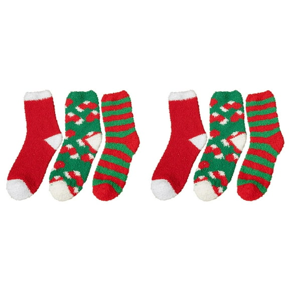 GZEFJRQM 6 Pairs Christmas Fluffy Socks Women Home Casual Sleeping Socks for 6 to 9 Size Warm Cozy Slipper Socks Christmas Gifts Thick Fluffy Winter Cozy Plush Soft Sleep Home Socks