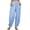 Sky Blue, variant on Staron Summer Pants for Women Casual Loose Elastic Waist Linen Pocket Trousers Solid Color Long Lounge Pants, Khaki XXL