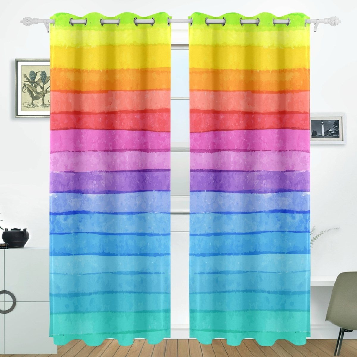 Rainbow Window Curtains colorful Drapery Curtain Panels lgbt window treatment 