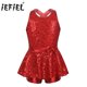 thumbnail image 2 of iEFiEL - Mallas de baile sin mangas con lentejuelas para niñas, para gimnasia, ballet, patinaje artístico, disfraz moderno de jazz y rave, 2 of 5