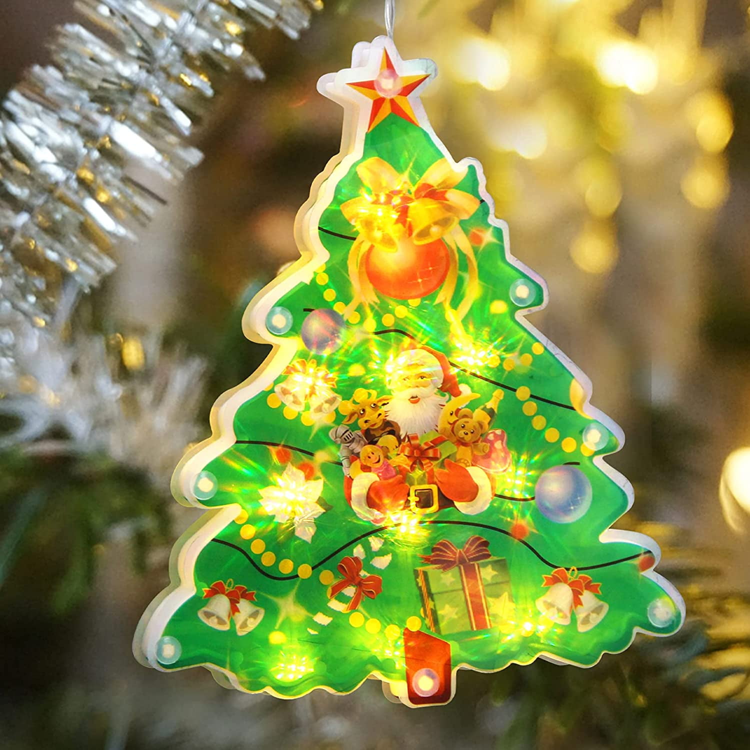 Lighted Window Ornament for Christmas Bettery Operated,Silhouette