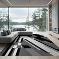 thumbnail image 2 of ODIKA 8'x10' Black White Modern Abstract Geometric Washable Area Rug Contemporary Angular Composition with Layered for Living Room, Under Sectional, Family , Durable, Non-Slip, 2 of 7