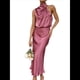 thumbnail image 3 of Vestido de Satén de Verano 2025 para Mujer, Elegante, Sin Mangas, con Cuello Alto, para Cóctel o Fiesta. Rosa Roja M, 3 of 10