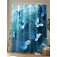 thumbnail image 4 of Coastal Shower Curtain, Vintage Butterfly Ocean Bathroom Decor Curtains Set with Hooks, Blue Waterproof Fabric Home Accessories， 66 X 72 Inch Long, 4 of 6