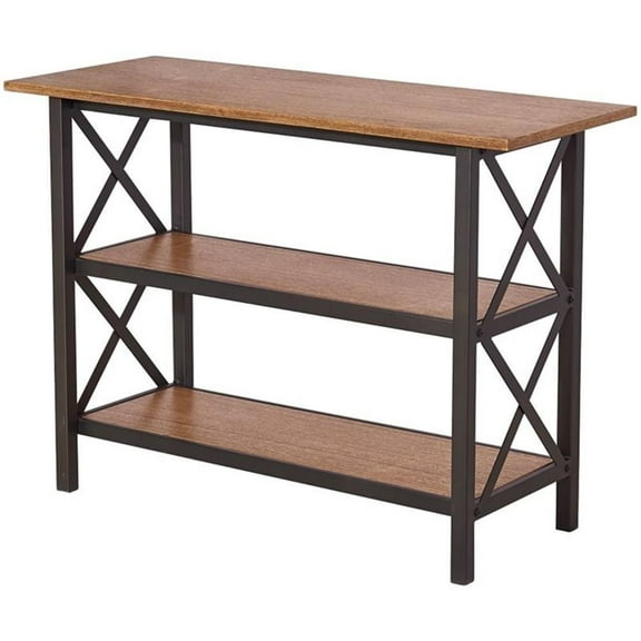 Pemberly Row Modern Contemporary 3-Tier Console Table in Brown