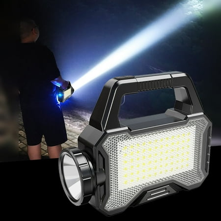 

Czzoypi LED Flashlight (Black) Flashlights for Home Solar Flashlight LED Strong Light Flashlight Outdoor USB Multifunctional Cob Work Light Portable Light