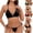 Black, variant on JSGEK Women Triangle Cup Bikini Set Lace Trim Adjustable Straps 2 Piece Lingerie for Beach or Poolside Black S