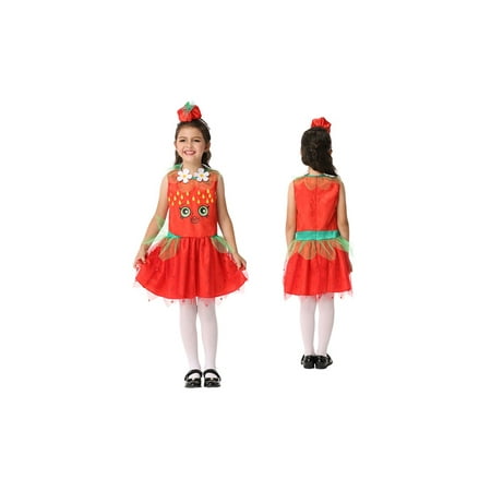 Girl's Strawberry Sweet Bakery Goods Character Dress Ups Costume 2 Piece Set