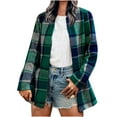thumbnail image 2 of Azrian Womens Coats and Jackets Clearance,Women Plaid Casual Long Sleeve Loose Lapel Cardigan Jacket Coat With Pocket Clearance Sale, 2 of 6
