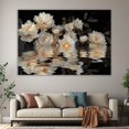 thumbnail image 6 of Mudket White Peony Flowers with Gold Accents Canvas Wall Art, Framed Floral Print, Ready to Hang Wall Decor for Living Room, Luxury Black Background Artwork - 12"L x 8"W, 6 of 10