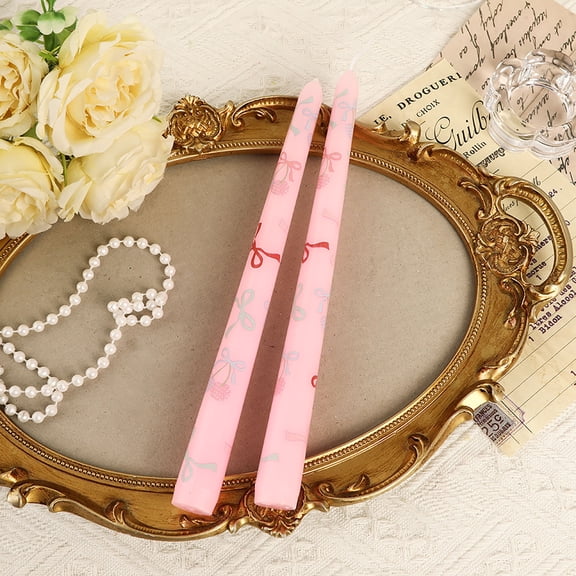 CxhicLuv 25cm Printed Long Rod Candle, Elegant Smokeless Wedding & Party Decor, Eco-Friendly Odorless Candle, Handcrafted Candle for Banquets & Special Events, Decorative Wedding Candles