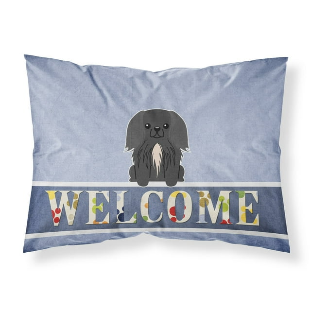 ""Caroline'S Treasures Welcome Pekingnese Funda De Almohada Negra Estándar""