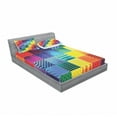 thumbnail image 3 of Ambesonne Retro Fitted Sheet & Pillow Sham Set, Rainbow Retro Patchwork, Twin, Multicolor, 3 of 3