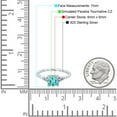 thumbnail image 4 of Three Stone Art Deco Cushion Bridal Set Ring Paraiba Tourmaline CZ 925 Sterling Silver Size 7, 4 of 6