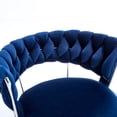 thumbnail image 4 of Tcbosik 2-Piece Adjustable Velvet Bar Chairs in Blue – 360° Swivel Function, Comfortable Sponge Padding Seat, Metal Pedestal Base, Contemporary Design for Kitchen, Counter, Home Bar (Blue), 4 of 6