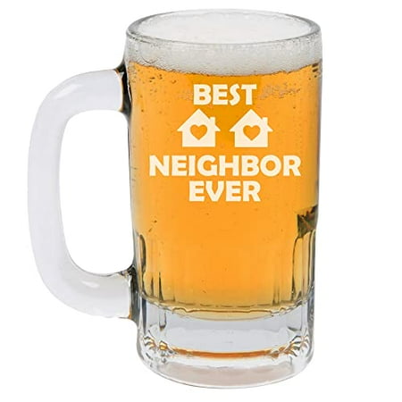 

12oz Beer Mug Stein Glass Best Neighbor Ever Funny
