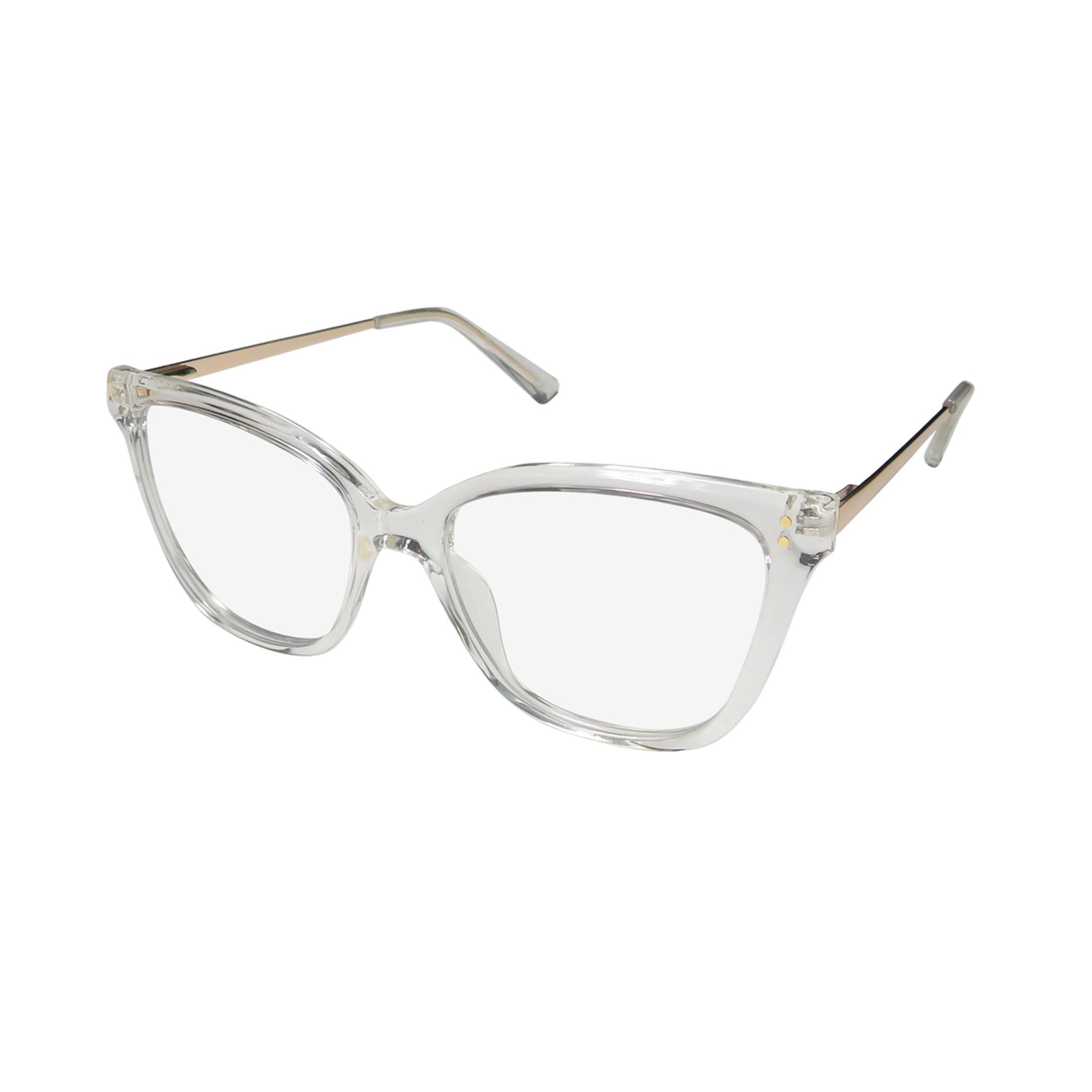 NEW SANTINI D MAVALDI 60026 WOMENS/LADIES CAT EYE FULL-RIM MATTE CLEAR / GOLD FRAME DEMO LENSES 53-18-140 FLEXIBLE HINGES EYEGLASSES/EYEWEAR
