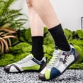 thumbnail image 3 of Rokment Retro Color Block Low Top Fashion Sneakers for Men Casual Breathabe Mesh Leather Patchwork Lace up Walking Tennis Flat Skate Shoes Blue Size 11, 3 of 6