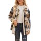 thumbnail image 2 of Chaqueta de Franela A Cuadros con Botones, Estilo Casual, Larga, con Bolsillos, Ideal para Otoño. Caqui Oscuro L, 2 of 8