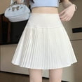thumbnail image 5 of Levmjia Womens Pleated Short Skirt High Waist A Line Skirt Solid Color Anti Chafing Lined Mini Skirt Soft Stylish For Daily Dating Party Vacation Spring Summer Wear, 5 of 9