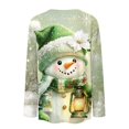 thumbnail image 5 of Fiaer Christmas Women Long Sleeve T Shirts Oversized Snowflake Snowman Crew Neck Xmas Tshirts Loose Fit Casual Fashion Holiday Tops Light Green1 S, 5 of 5