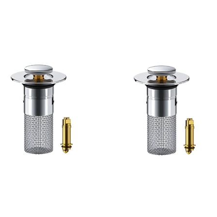 ACDANC Universal Bathroom Sink Stopper,Bounce Wash Basin Drain Filter,Brushed Nickel Pop Up Drain Stopper,Bullet Core Push Type Sink Stopper,Sink Drain Plug with Anti-Clogging Strainer