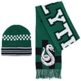 thumbnail image 2 of Slytherin House Team Ribbed Cuff Beanie and Scarf 2pc Set, 2 of 5
