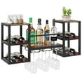 thumbnail image 1 of Costway 3-Tier Wall Mounted Wine Rack with Glass Holder Open Shelf Wine Storage Rack Brown, 1 of 10