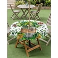 thumbnail image 3 of Outdoor Tablecloth with Umbrella Hole and Zipper, Happy St. Patrick's Day Round Table Cloth 60 Inch Waterproof Tablecloth, Spring Green Lucky Clovers Leaf Picnic Table Cover for Patio Camping, 3 of 7