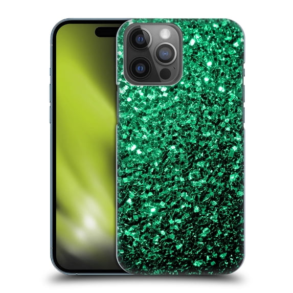 Head Case Designs Officially Licensed PLdesign Glitter Sparkles Emerald Green Hard Back Case Compatible with Apple iPhone 14 Pro Max